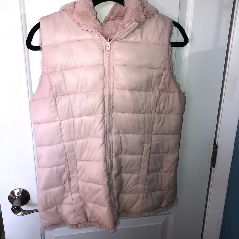 pink puffer jacket